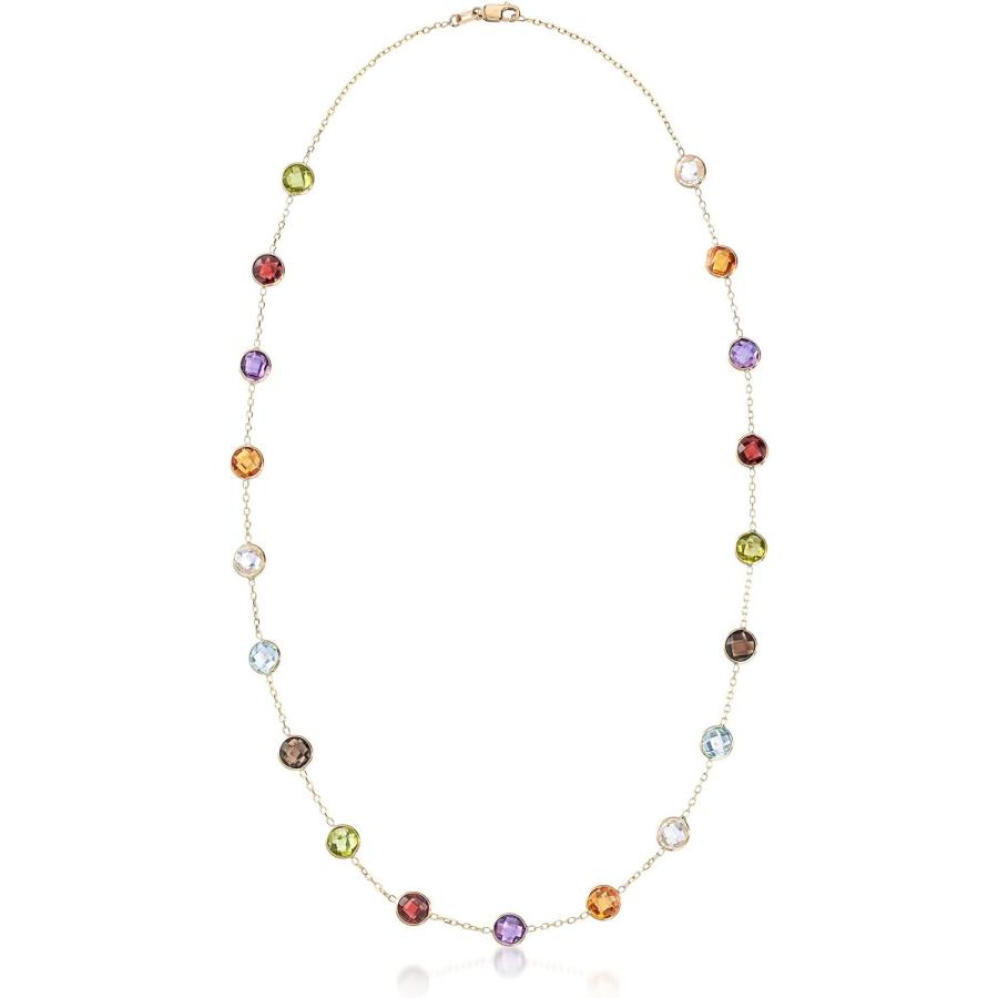 【並行輸入品】Ross-Simons 13.80 ct. t.w. ベゼルセット マルチジェムストーン ステーションネックレス 14kt イエローゴー_2