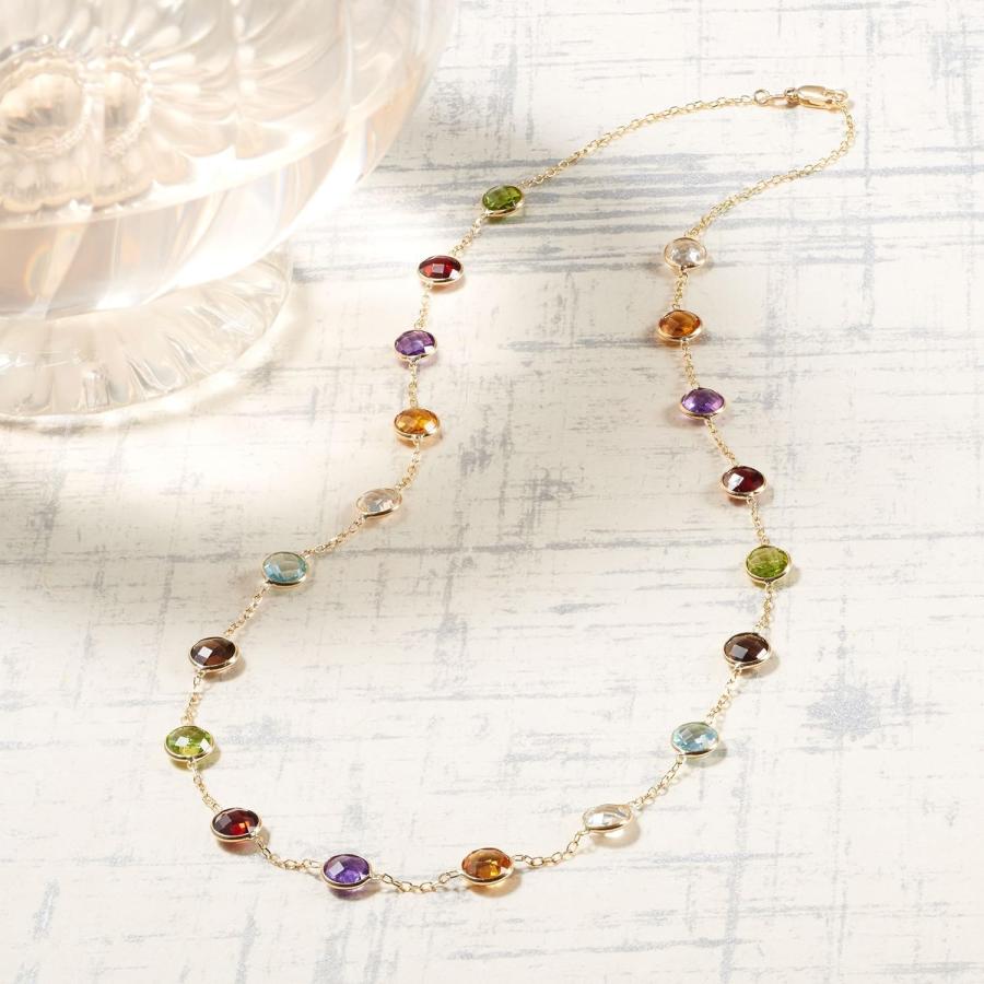 【並行輸入品】Ross-Simons 13.80 ct. t.w. ベゼルセット マルチジェムストーン ステーションネックレス 14kt イエローゴー_3