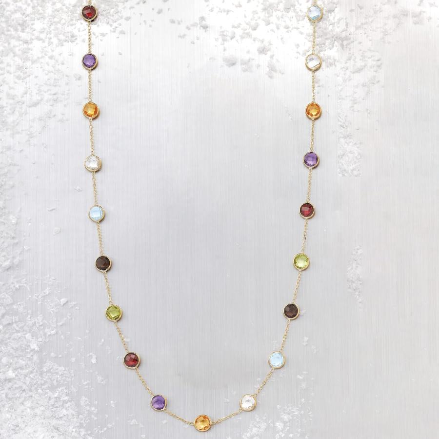 【並行輸入品】Ross-Simons 13.80 ct. t.w. ベゼルセット マルチジェムストーン ステーションネックレス 14kt イエローゴー_4