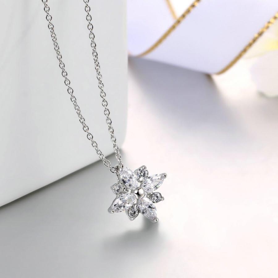 【並行輸入品】Double Fair Snowflake Necklace Pendant With CZ Diamond Necklace for_3