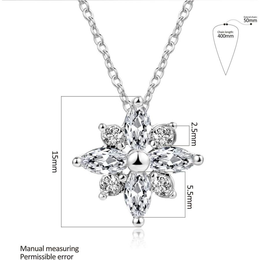 【並行輸入品】Double Fair Snowflake Necklace Pendant With CZ Diamond Necklace for_4