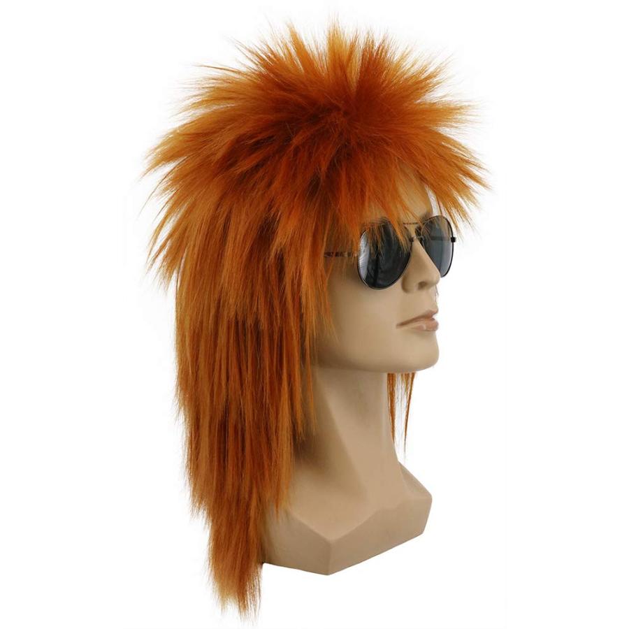 yuehong Mullet Style Heavy Metal Halloween 70s 80s Red Orange Wi 並行輸入品｜bestshop-d｜04