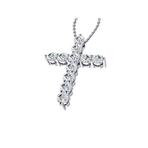 【並行輸入品】Orefice 14k White Gold timeless cross pendant beautifully set wiの画像