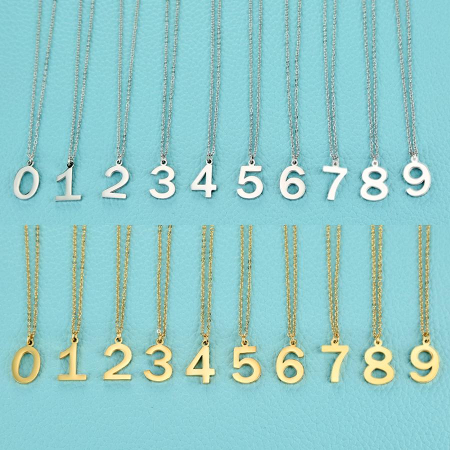 【並行輸入品】HZMAN レディース ステンレススチール 数字 0 9 チャーム ペンダント ネックレス 2色 ゴールドシルバー HZMAN Wの画像