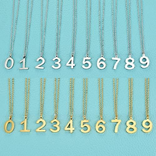 【並行輸入品】HZMAN レディース ステンレススチール 数字 0 9 チャーム ペンダント ネックレス 2色 ゴールドシルバー HZMAN Wの画像