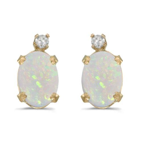 【並行輸入品】Jewels By Lux 14k Yellow Gold Studs Genuine Birthstone Oval Opalの画像