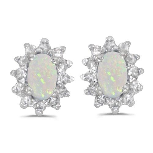 【並行輸入品】10?Kホワイトゴールド楕円とダイヤモンドイヤリング Jewels By Lux 10k White Gold Studs Genの画像