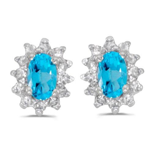 【並行輸入品】Lux Jewels 14K ホワイトゴールド スタッド オーバル 宝石 ダイヤモンド イヤリング Jewels By Lux 1の画像