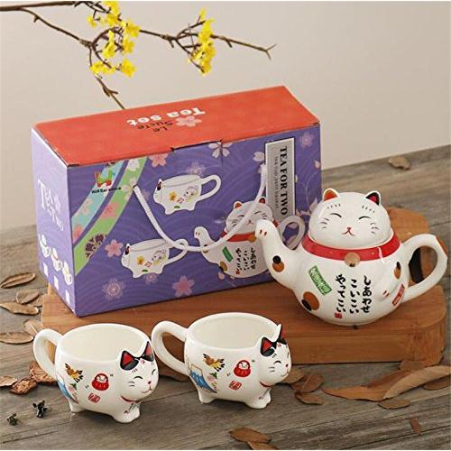 【並行輸入品】EatingBiting チャーミング 伝統文化 日本デザイン 招き猫 ラッキーキャット セラミック ティーポット 1 ティーポッの画像