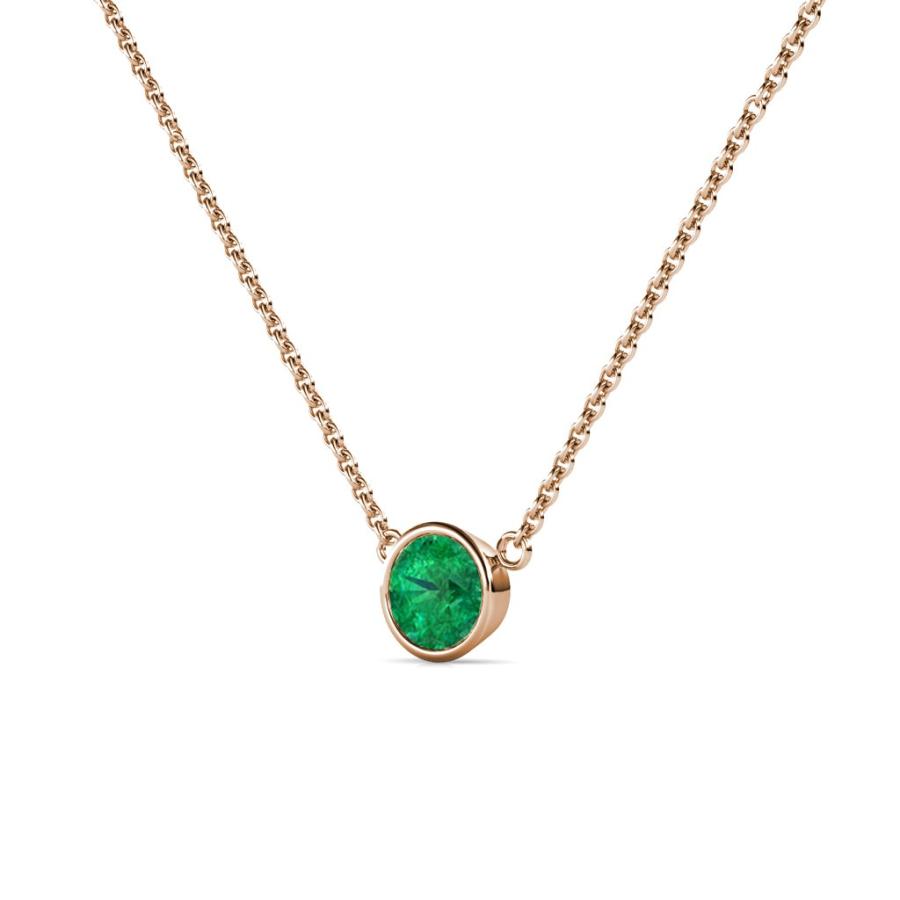 【並行輸入品】TriJewels Round Emerald 0.70 ct Bezel Set 5.8mm Womens Solitaire_3