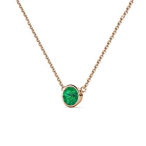 【並行輸入品】TriJewels Round Emerald 0.70 ct Bezel Set 5.8mm Womens Solitaire_4
