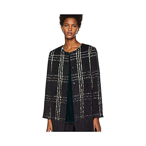 【並行輸入品】Eileen Fisher Womens Plaid Coat, Black, Largeの画像