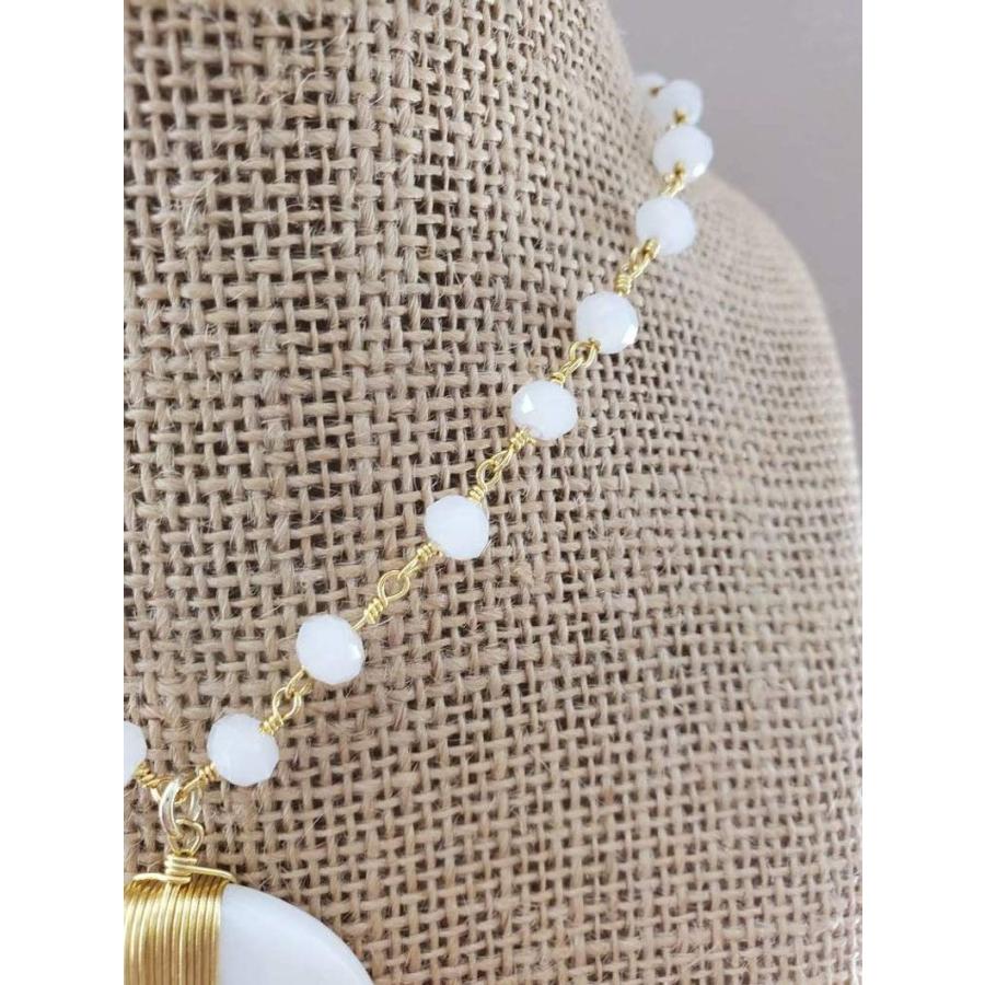 【並行輸入品】White Gold Crescent Horn Pendant Choker Necklace Rosary Beads Chain　
