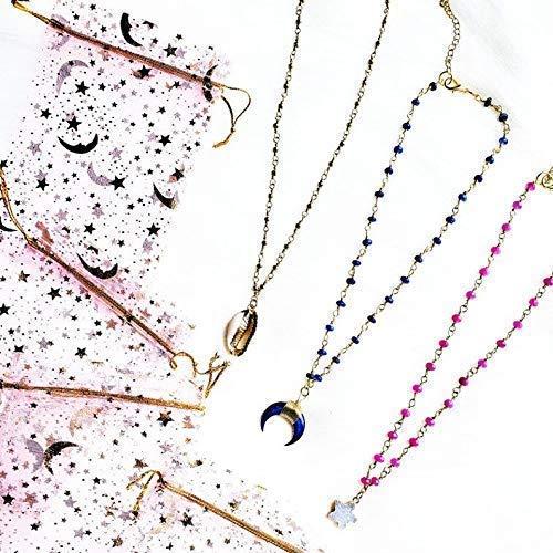【並行輸入品】White Gold Crescent Horn Pendant Choker Necklace Rosary Beads Chain　