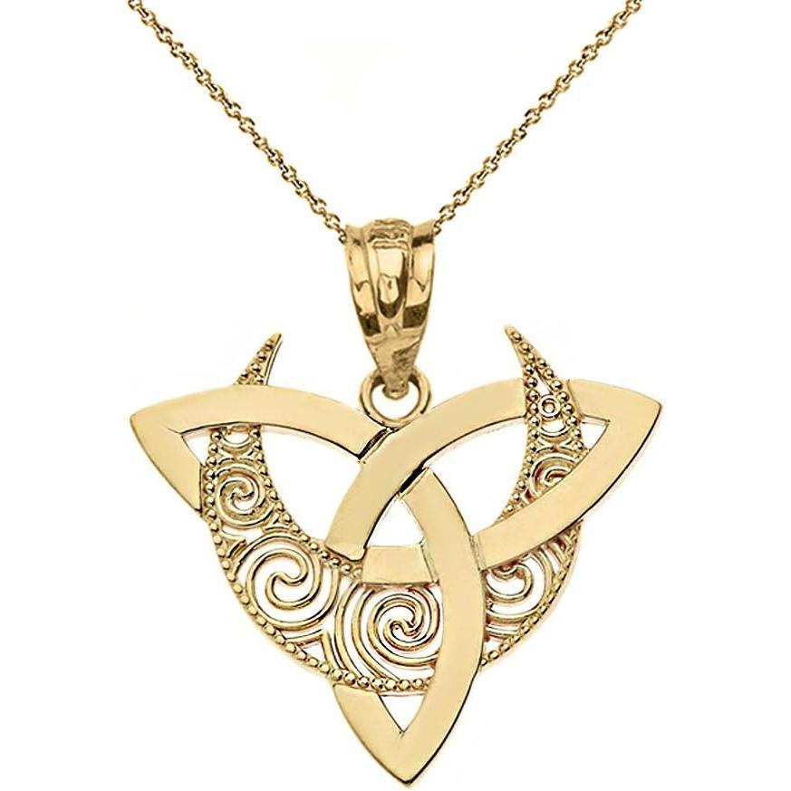 並行輸入品】CaliRoseJewelry 14Kゴールド 三日月 ケルト トリケトラ 