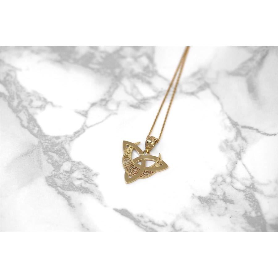 並行輸入品】CaliRoseJewelry 14Kゴールド 三日月 ケルト トリケトラ 
