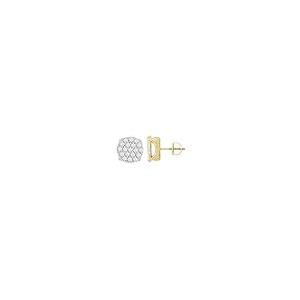 【並行輸入品】10K Yellow Gold Natural Diamond Men's Round Cluster Stud Earringの画像