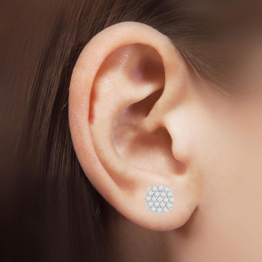 【並行輸入品】10K Yellow Gold Natural Diamond Men's Round Cluster Stud Earringの画像