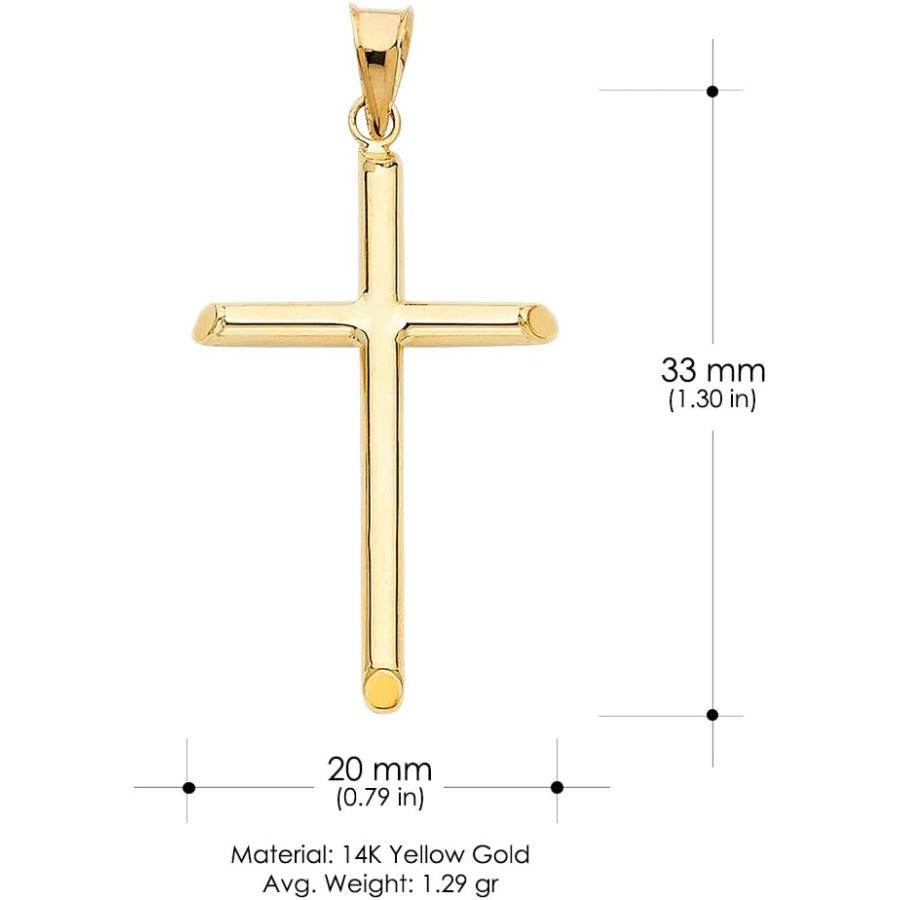 【並行輸入品】14K イエロー ソリッド ゴールド クラシック クロス 宗教 チャーム ペンダント 1.2mm ボックスチェーン ネックレス ゴールド_2
