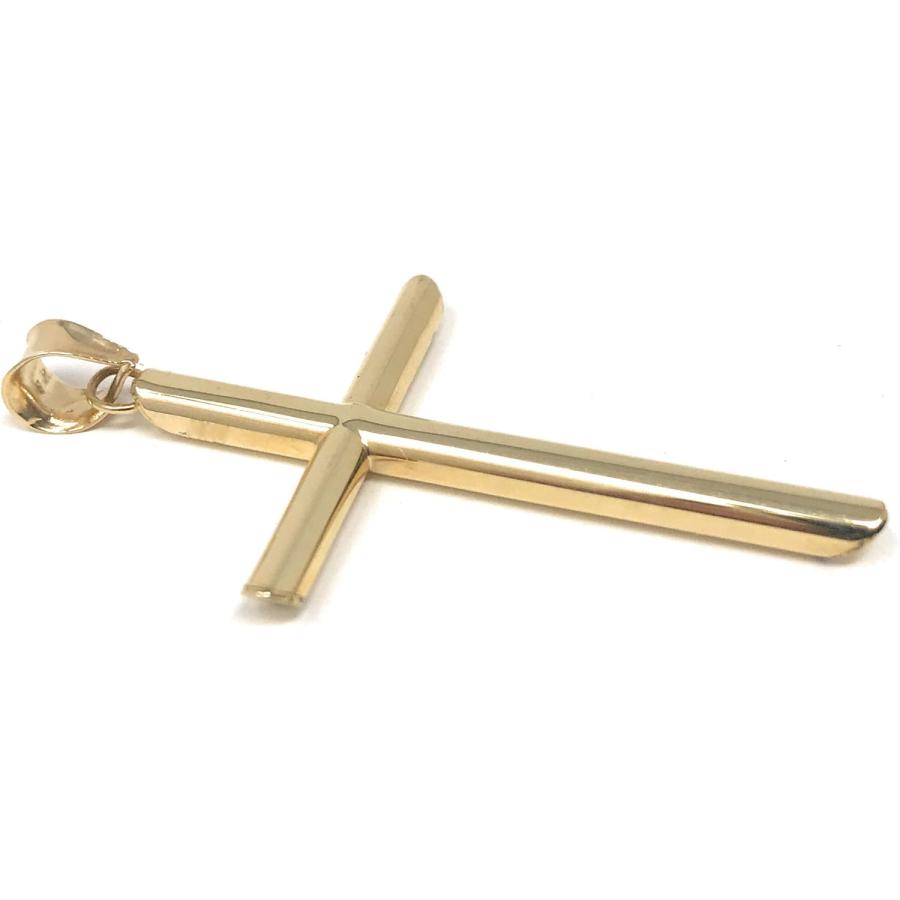 【並行輸入品】14K イエロー ソリッド ゴールド クラシック クロス 宗教 チャーム ペンダント 1.2mm ボックスチェーン ネックレス ゴールド_3