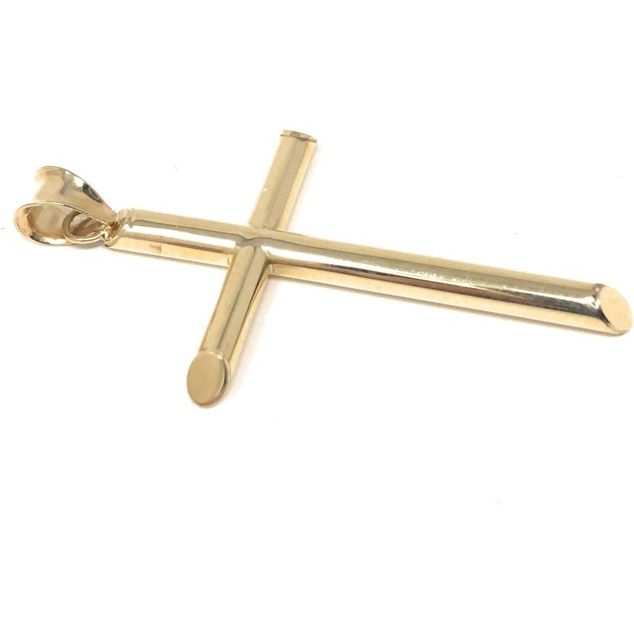 【並行輸入品】14K イエロー ソリッド ゴールド クラシック クロス 宗教 チャーム ペンダント 1.2mm ボックスチェーン ネックレス ゴールド_4