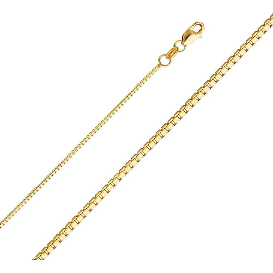 【並行輸入品】14K イエロー ソリッド ゴールド クラシック クロス 宗教 チャーム ペンダント 1.2mm ボックスチェーン ネックレス ゴールド_5