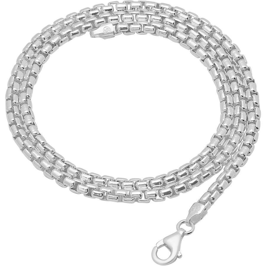 【並行輸入品】3.5mm ソリッド.925スターリングシルバー スクエアボックスチェーンネックレス+ギフトボックス 18 inches 金属　_2
