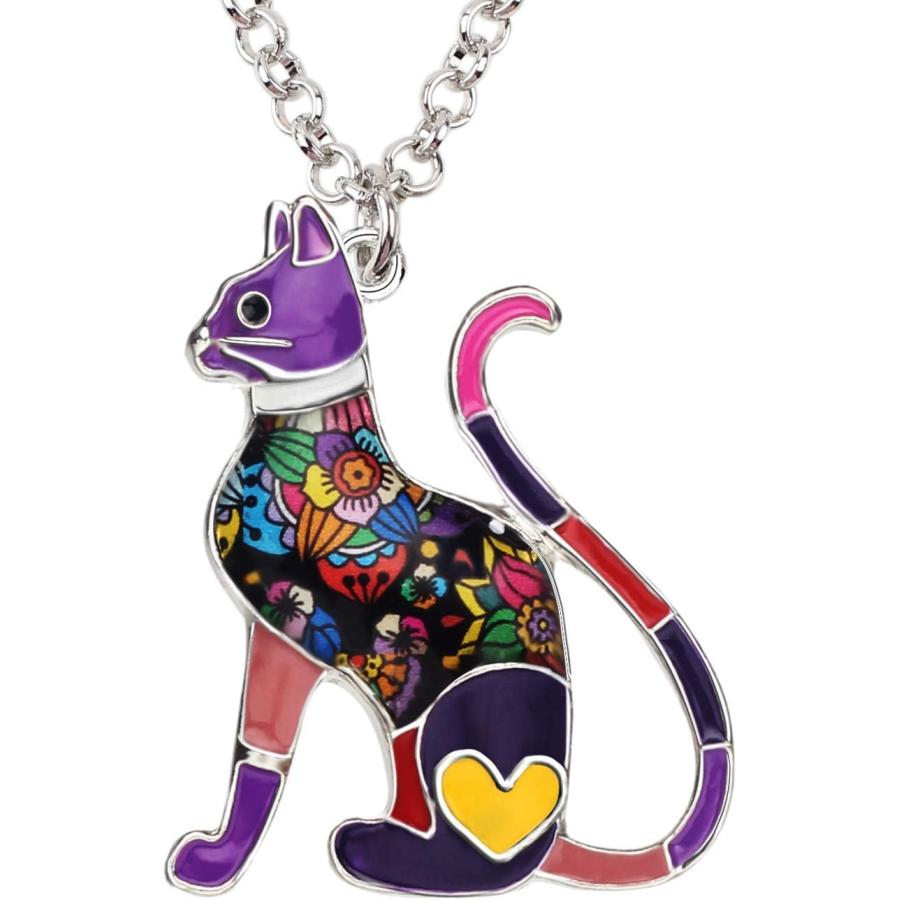並行輸入品】BONSNY ステートメントエナメル合金チェーン 猫ネックレス