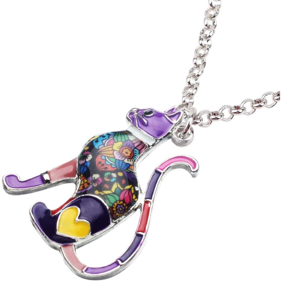 60個 合金 エナメル 猫シリーズ ペンダント ジュエリーブレスレットネックレス 並行輸入品】BONSNY ステートメントエナメル合金チェーン 猫ネックレス