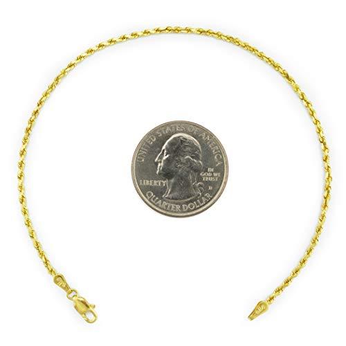 【並行輸入品】Nuragold 14Kイエローゴールド 1.8mm ソリッドロープチェーン ダイヤモンドカットブレスレットまたはアンクレット レの画像