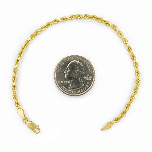 【並行輸入品】Nuragold 14Kイエローゴールド 2.5mm ソリッドロープチェーン ダイヤモンドカットリンクブレスレットまたはアンクレッの画像