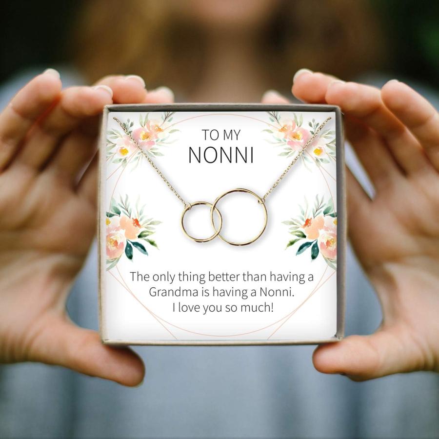 【並行輸入品】Dear Ava Nonniギフトネックレス：Nonniプレゼント、Nonniジュエリー、イタリア祖母、2つのインターロックサークル　