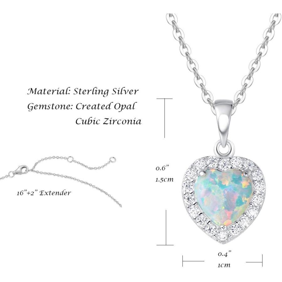 【並行輸入品】スターリングシルバー ホワイトオパール ネックレス/イヤリング ハロー ハート ペンダント スタッド キュービックジルコニア ファイアオ_4