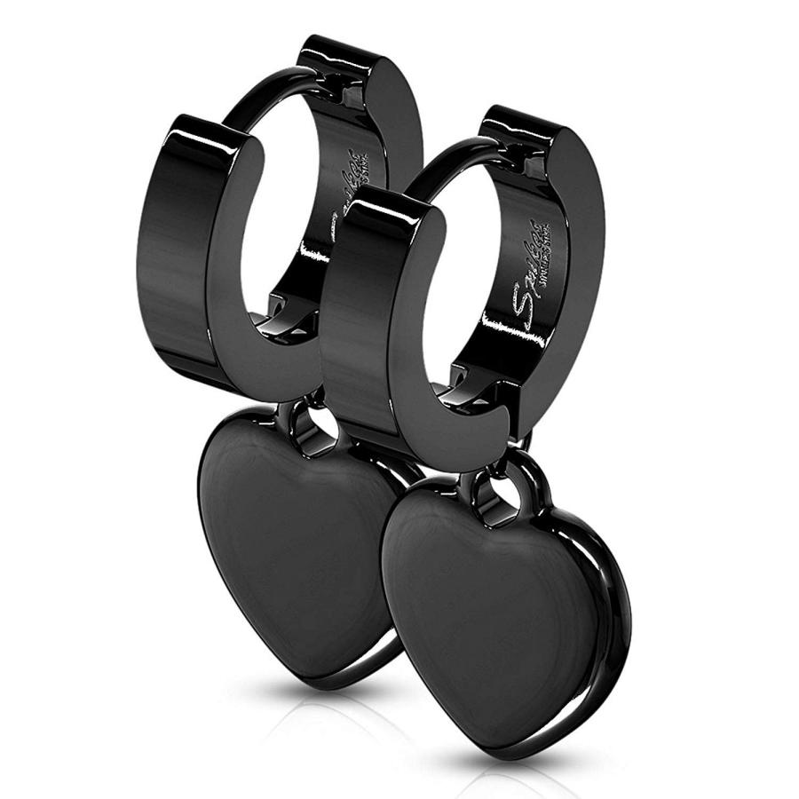【並行輸入品】Covet Jewelry ヒンジフープピアス 316Lステンレススチール ハートダングル付き Pair of 316L Stai