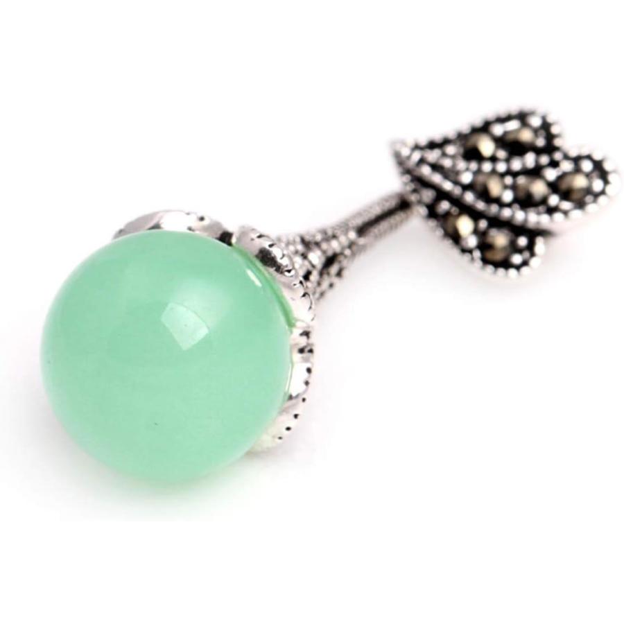 【並行輸入品】GEM-inside ペンダント ライトグリーン 翡翠 ジェムストーン ビーズ 天然ネックレス ファッションジュエリー 女性用 12x4_2