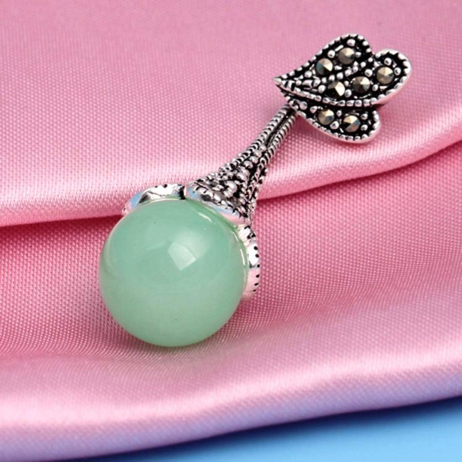 【並行輸入品】GEM-inside ペンダント ライトグリーン 翡翠 ジェムストーン ビーズ 天然ネックレス ファッションジュエリー 女性用 12x4_3