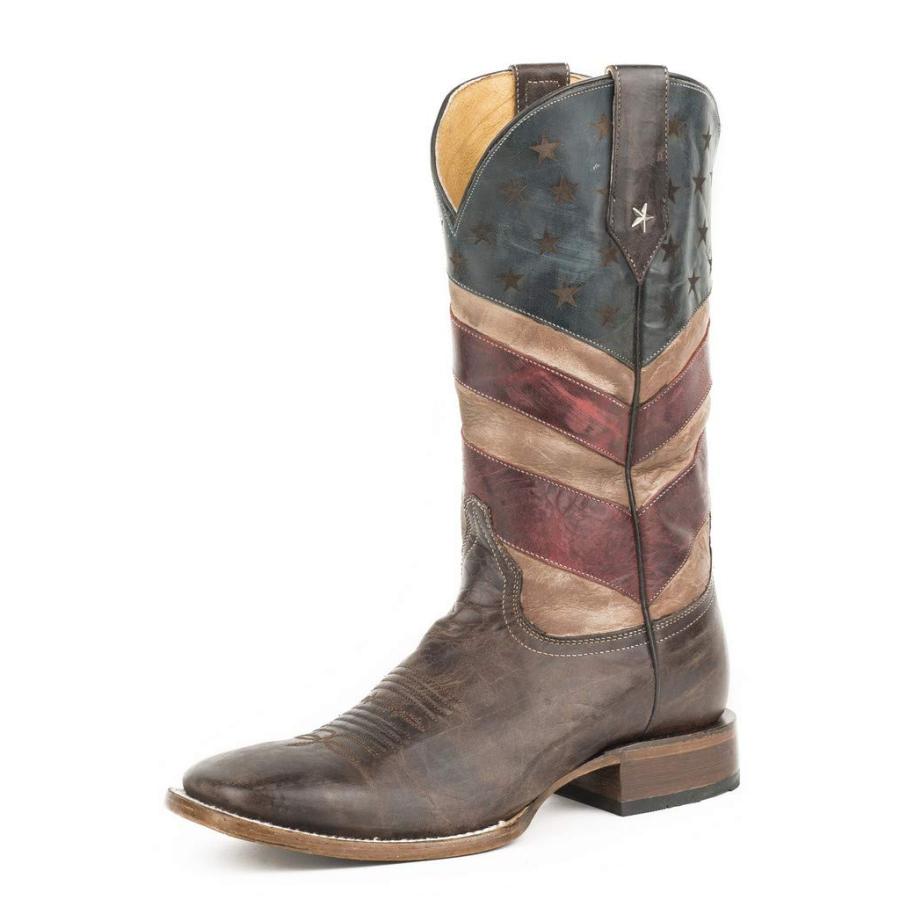 【並行輸入品】ROPER メンズ Old Glory スクエアトゥブーツ, ブラウン, 11 ROPER Men's Patriotic Hos