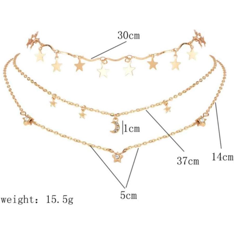 【並行輸入品】Aimimier ボヘミア レイヤードチョーカーネックレス 星と月ネックレス 星チョーカー ラインストーン 星 月 チャーム ペンダント_2