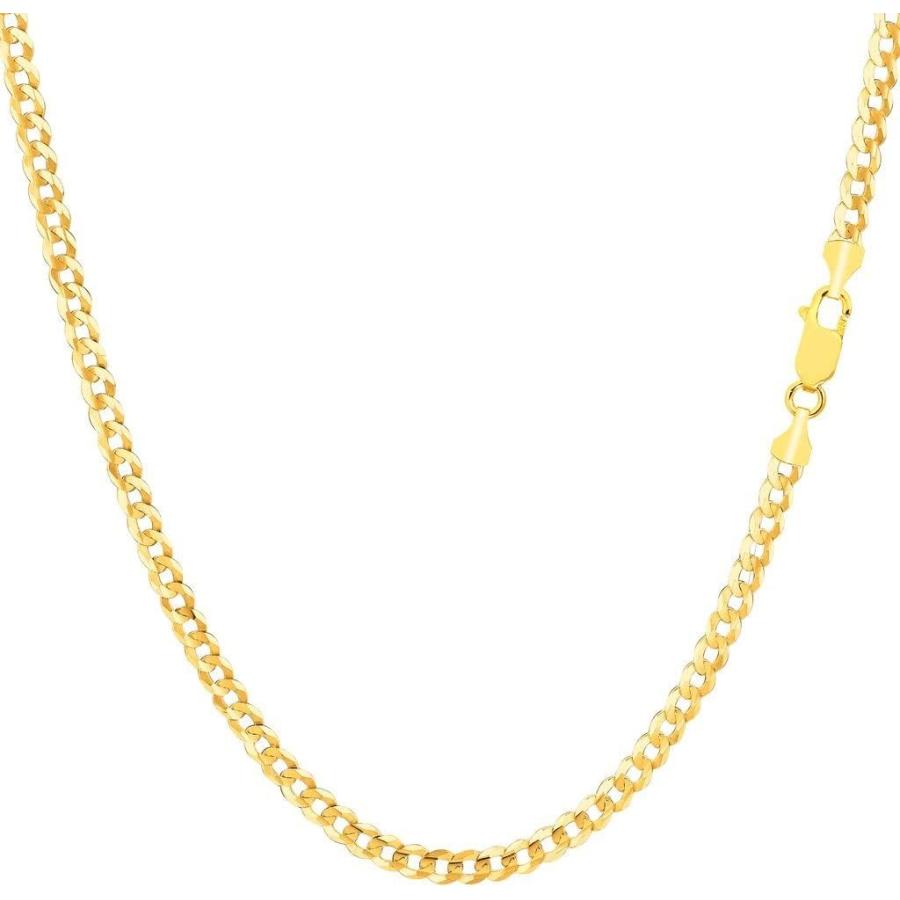 【並行輸入品】The Diamond Deal メンズ ソリッド14Kイエローゴールドまたはホワイトゴールド 2.6mm シャイニーキューバンコンフォの画像