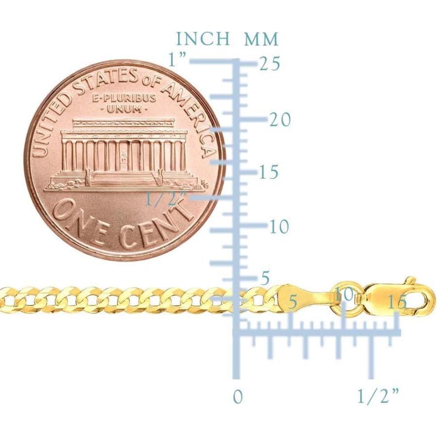 【並行輸入品】The Diamond Deal メンズ ソリッド14Kイエローゴールドまたはホワイトゴールド 2.6mm シャイニーキューバンコンフォの画像