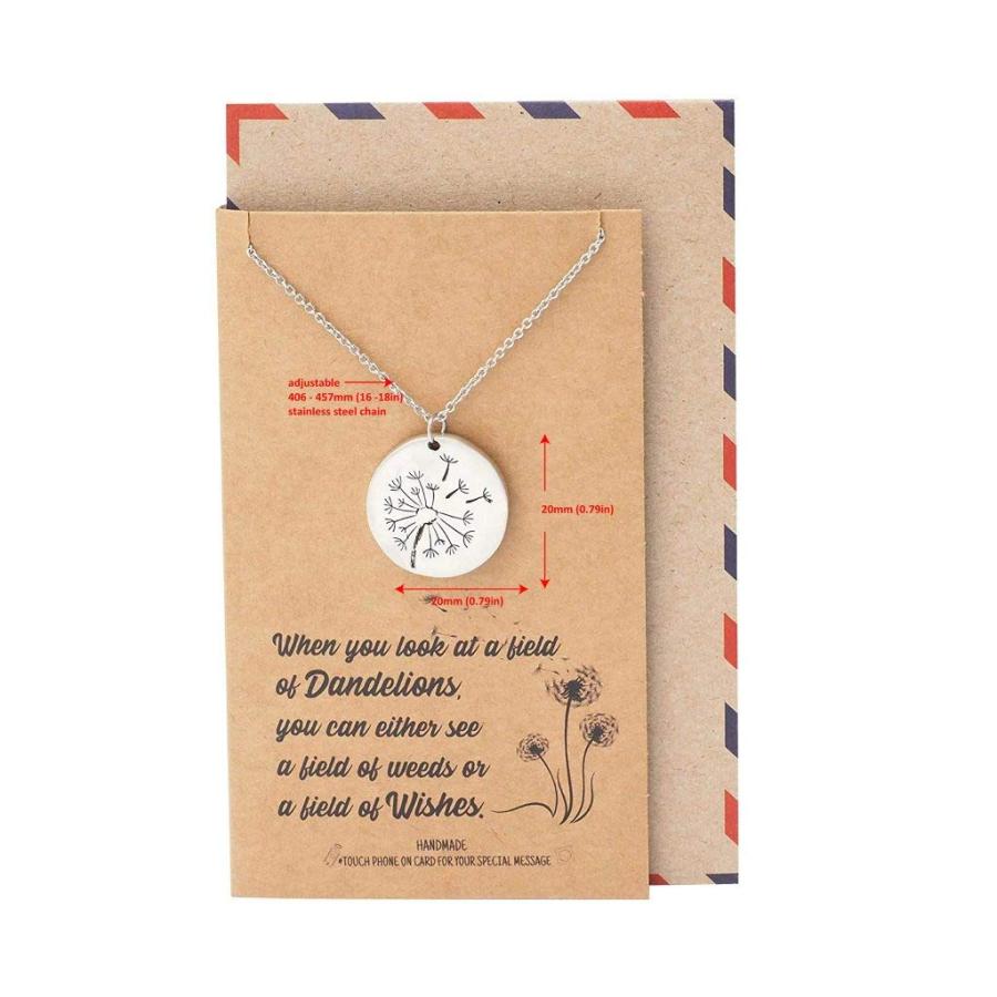 【並行輸入品】Quan Jewelry タンポポプレートペンダントネックレス メッセージカード付き インスピレーションジュエリー 女性用 Qua_3