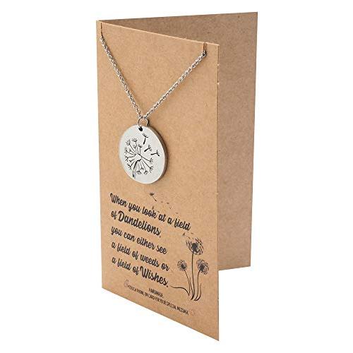 【並行輸入品】Quan Jewelry タンポポプレートペンダントネックレス メッセージカード付き インスピレーションジュエリー 女性用 Qua_7