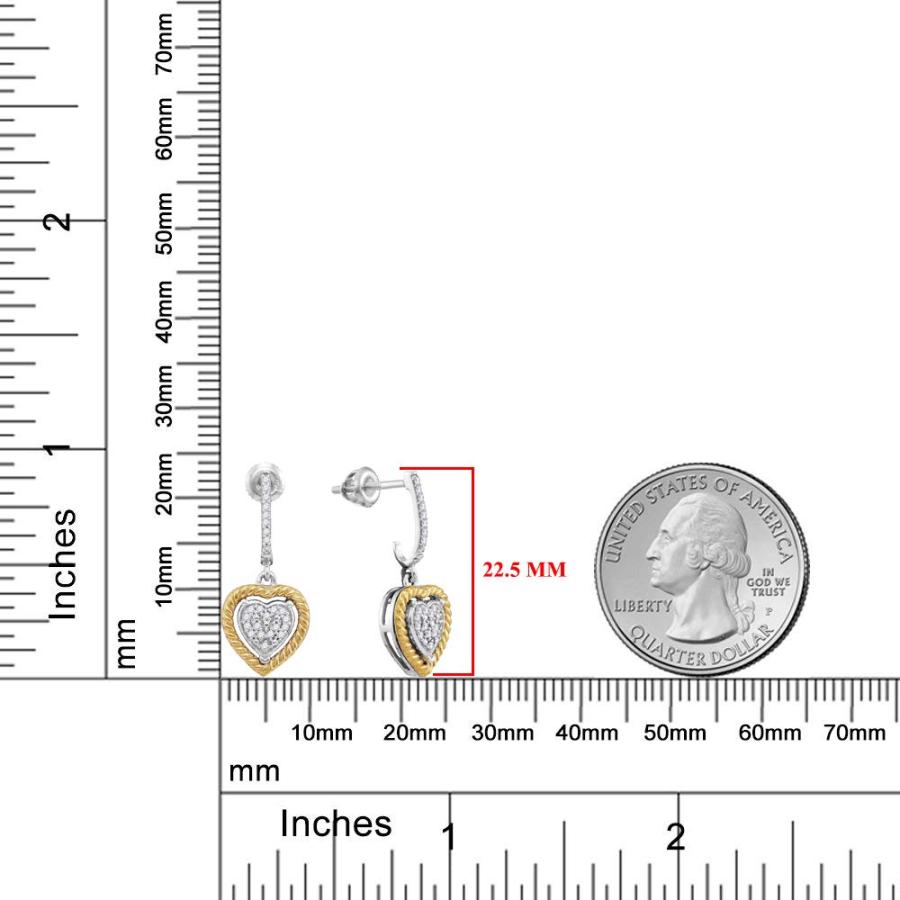 【並行輸入品】10kt Two tone Gold Womens Round Diamond Rope Heart Dangle Earrinの画像