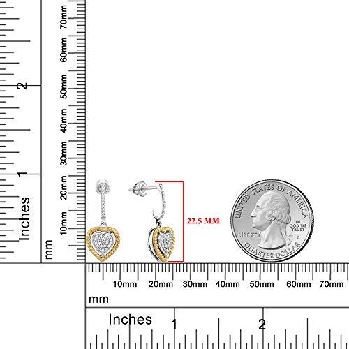 【並行輸入品】10kt Two tone Gold Womens Round Diamond Rope Heart Dangle Earrinの画像