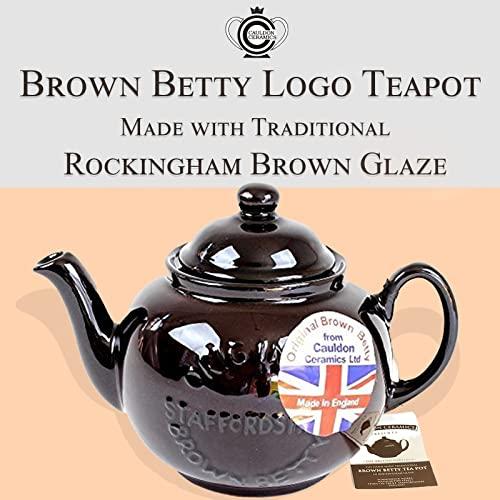 並行輸入品】茶漉し付きティーポット 4カップ 茶色のベティーロゴ