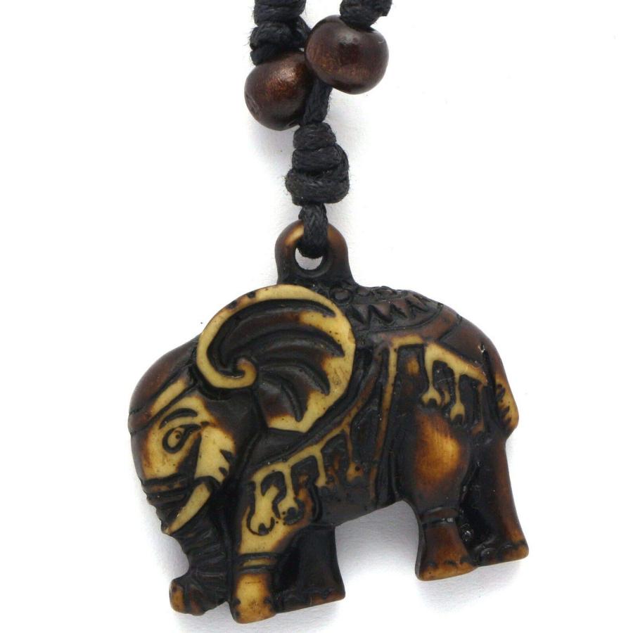 【並行輸入品】Hand Carved Wood African Pendant Long Beaded Necklace Africa Ele