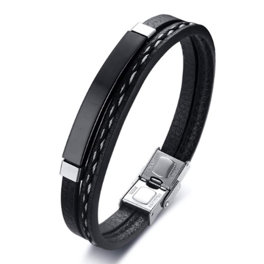 【並行輸入品】BBFirst Personalized Custom Men's Multilayer Leather Bracelet Fo