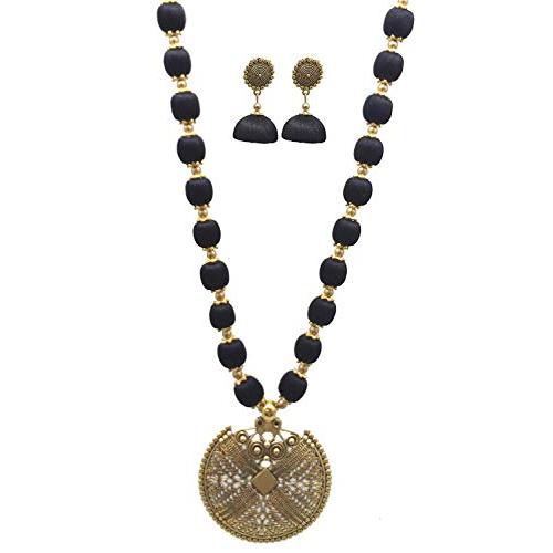 【並行輸入品】Chakra Silk Thread Antique Beads Necklace with Beautiful Earring_1