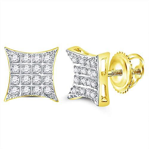 【並行輸入品】The Diamond Deal 10kt Yellow Gold Mens Round Diamond Kite Squareの画像
