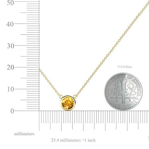【並行輸入品】TriJewels ラウンドシトリン 0.70カラット ベゼルセット 5.8mm レディース ソリティアペンダントネックレス 14の画像